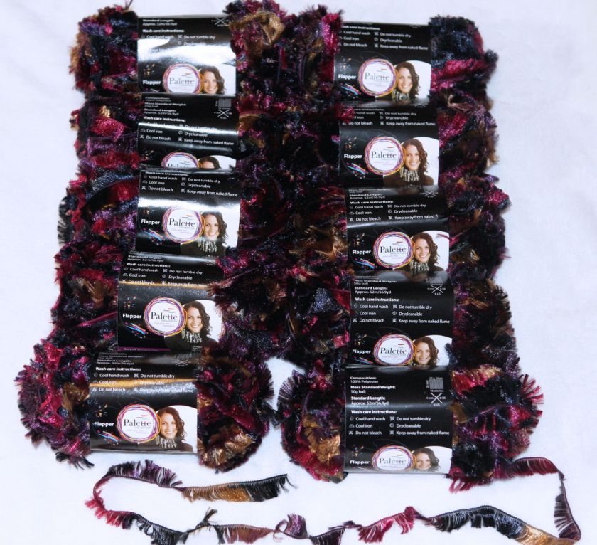 10 Skein Palette Boa Flapper Grape Yarn Iden Bernat  