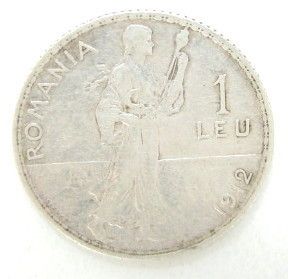 OLD CAROL I ROMANIA ROMANIAN 1 LEU COIN 1912 YEAR x  