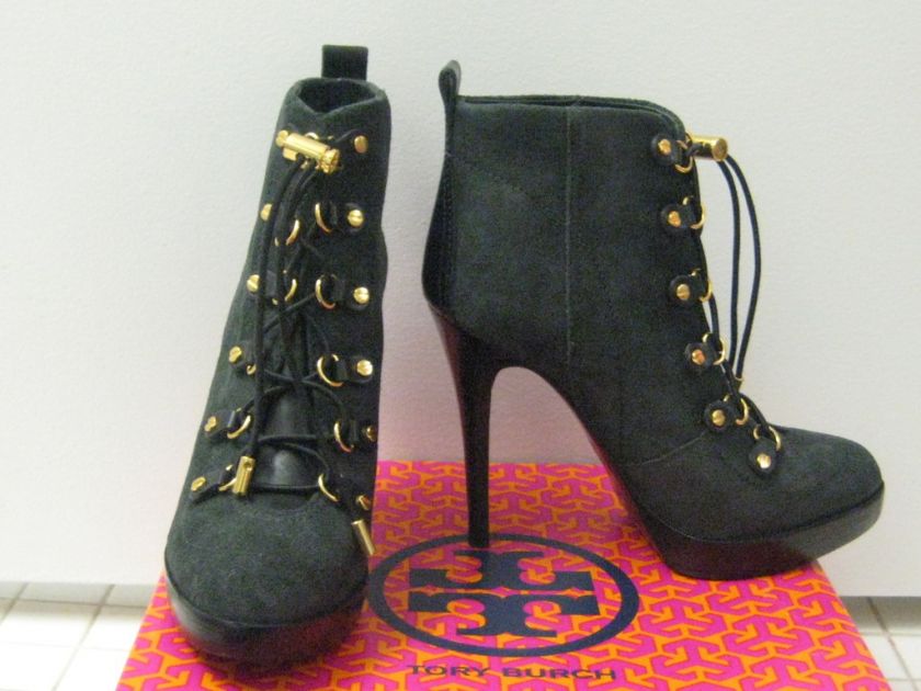 NIB Tory Burch Black Suede Halima Booties Size 8.5  