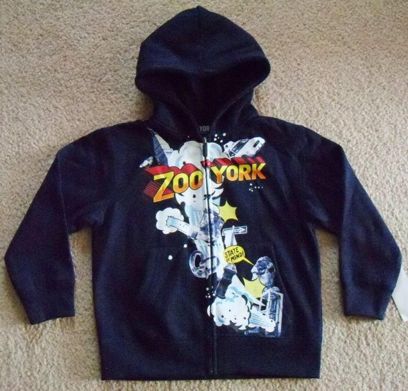 NWT ZOO YORK NAVY FULL ZIP HOODIE BOYS SIZE 5 $40.00  