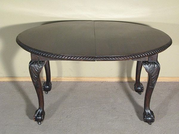 ANTIQUE English 6Ft MAHOGANY CHIPPENDALE Dining TABLE w/ Crank c1920 