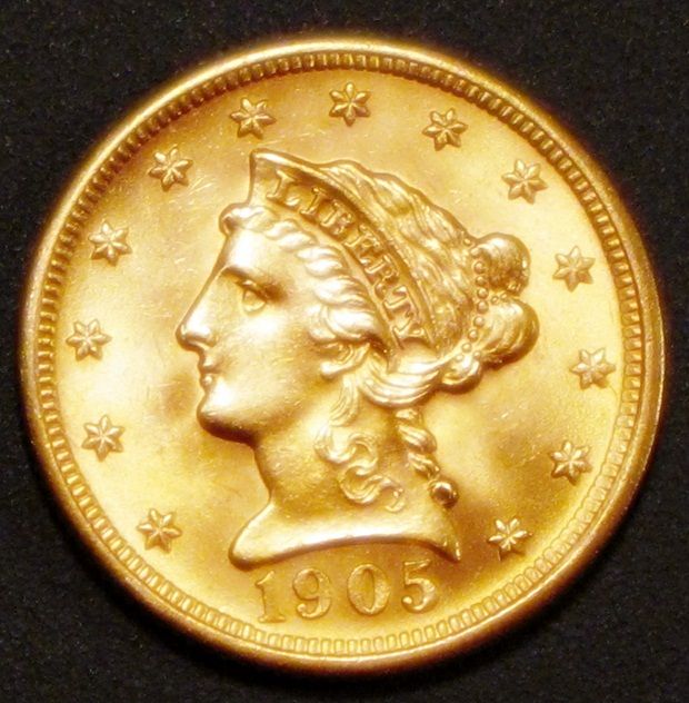 1905 $2.50 LIBERTY GOLD GEM BU  