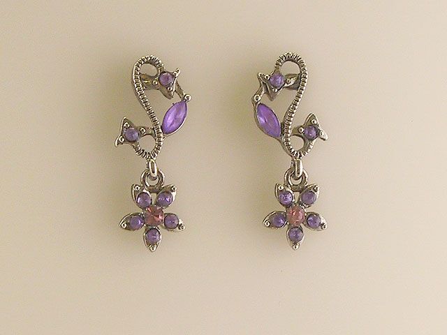 Amethyst Color Navette Crystal Necklace Earrings s0708  