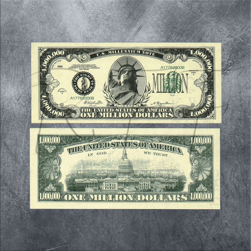 Realistic  $1,000,000 Million Dollar Bill ~Lot of 5~ Statue of Liberty 