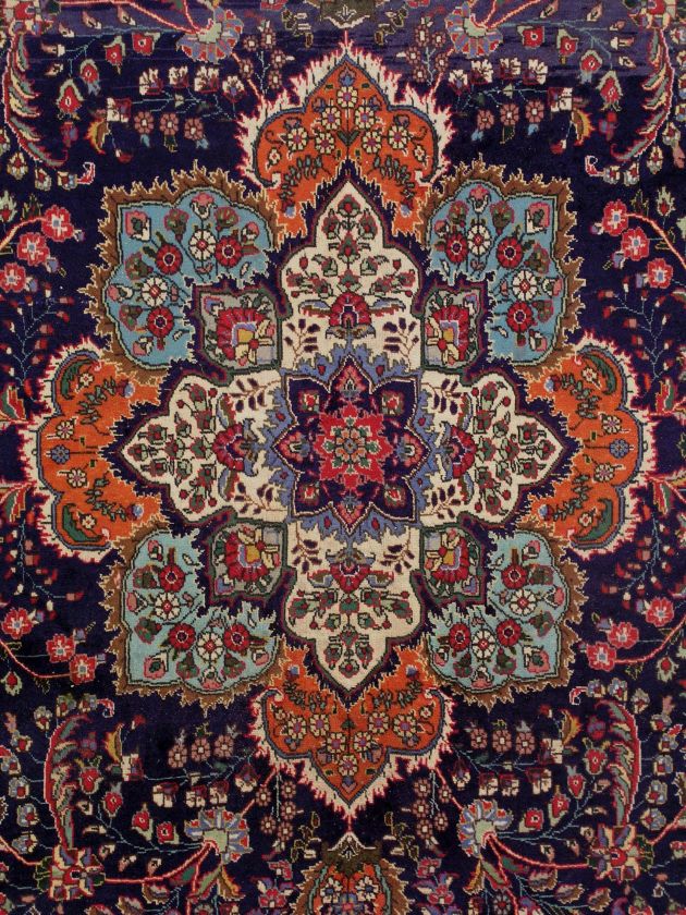 10x13 BLUE ANTIQUE PERSIAN TABRIZ AREA RUG WITH ABRASH  