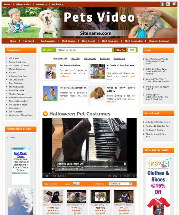 Affiliate Pet Supply Youtube Video Websites for Sale  