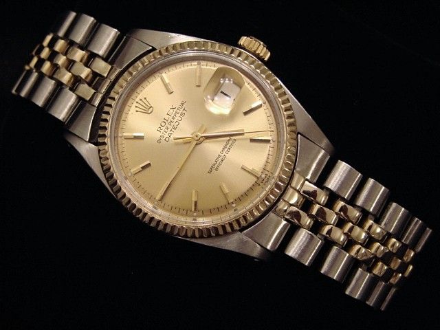 MEN 2TONE 14K GOLD/STEEL ROLEX DATEJUST WATCH CHAMPAGNE  