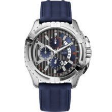 Mens GUESS Waterpro Chronograph Watch U13575G2 Diver Dynamic Blue 