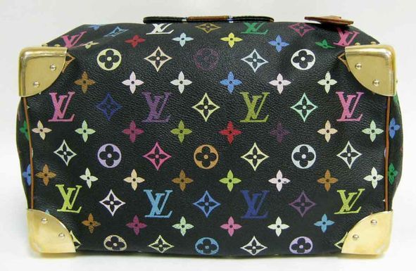 AUTHENTIC LOUIS VUITTON BLACK MULTICOLOR SPEEDY 30 BAG  