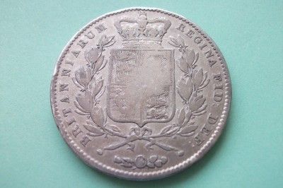 1845 QUEEN VICTORIA YOUNG HEAD SILVER CROWN COIN  