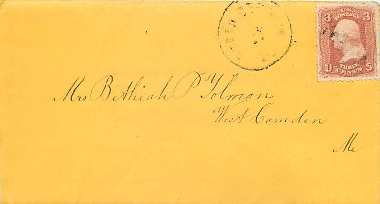 1868 #94 F Grill On Cover   North Berwick, ME   Earliest Use (?)