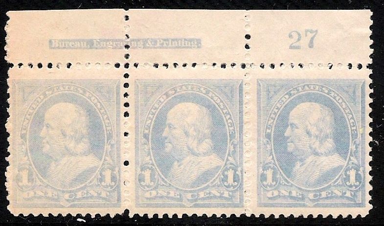 strip of 3 of scott numbers 246 issued in 1894 the benjamin franklin 1 