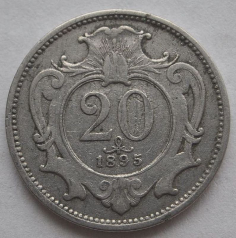 1895 Austria 20 Heller Coin  