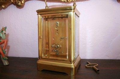 LARGE LEROY & FILS PARIS 8 DAY CARRIAGE CLOCK SERVICED  