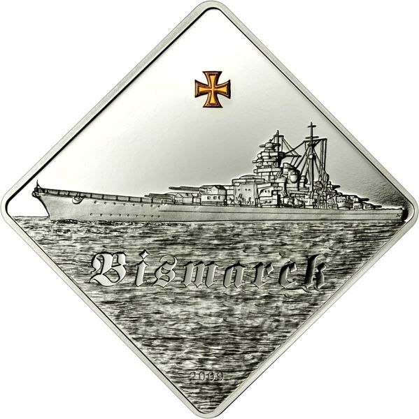 Ek // BATTLESHIP 2009 THE BISMARCK SILVER COIN  