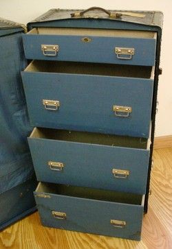 Antique Vintage Wardrobe Steamer Trunk Suitcase Luggage  