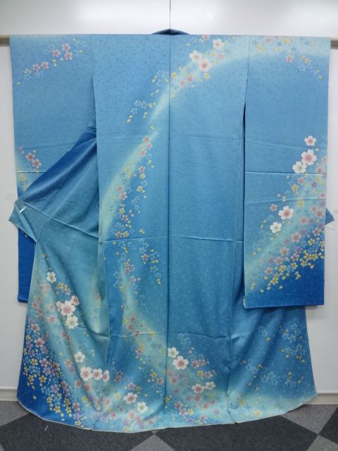 20029# KIMONO SILK / HIGH CLASS FURISODE KARINUI FABRIC / YUZEN 