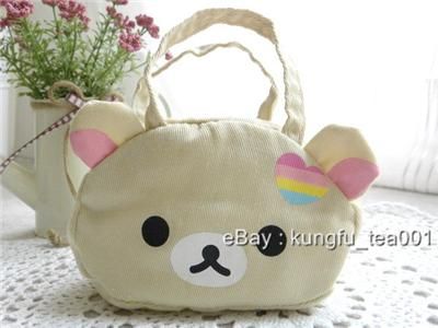 San X Korilakkuma Relax Bear Die Cut Mini Tote Coin Purse Cosmetic Bag 