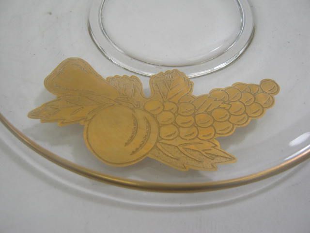 DESIGNER 22 Karat Gold Glass Small Antique Dish Plate  