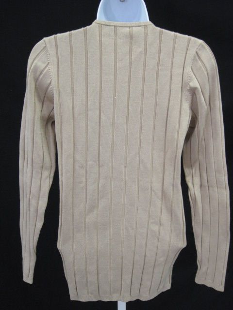 WORTH Tan Silk Ribbed Knit Zip Front Sweater Top Sz P  