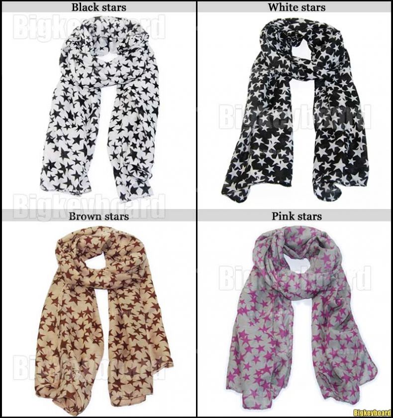 New Fashion Soft Stars Shawl Scarf Wrap Long Stole  