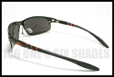 GOLFING Sports Sunglasses Coach Shades Wrap Around BLACK w/ Red Accent