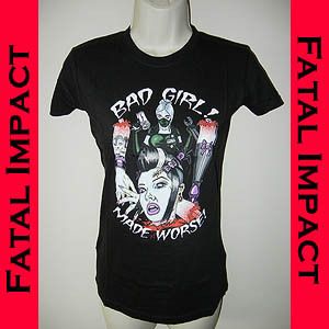   Zombie Kreepsville 666 Bad Girl Made Worse Girly Black T Shirt XL