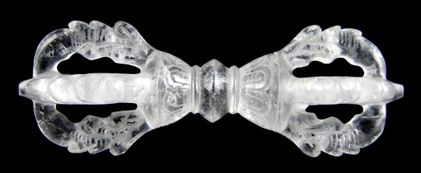 Exquisite Hand Carved Quartz Crystal Tibetan Buddhist Dorje Vajra 