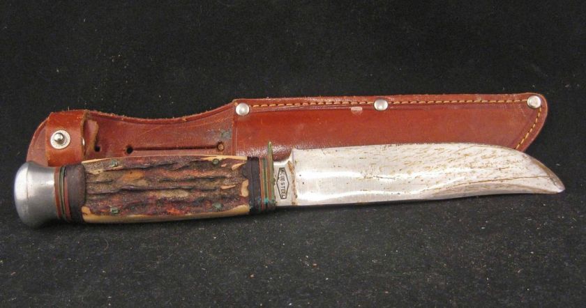 Hobby Knife Blue Steel Hunting Fishing Game w. Leather Sheath 974 13 S 