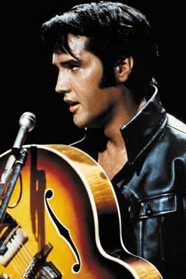 ELVIS PRESLEY   POSTER (BLACK LEATHER SUIT / GUITAR)  