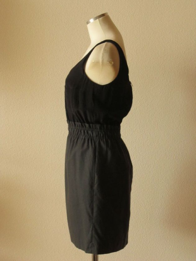 Crew black silk bodice & wool paperbag skirt tank dress 0  
