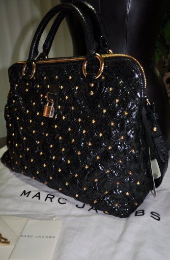 NEW Marc Jacobs Rio Quilted Studded Black Bag Purse Satchel Stardust 