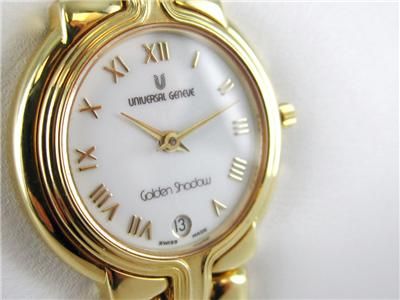 18KT Y GOLD UNIVERSAL GENEVE GOLDEN SHADOW WATCH W/ BOX  