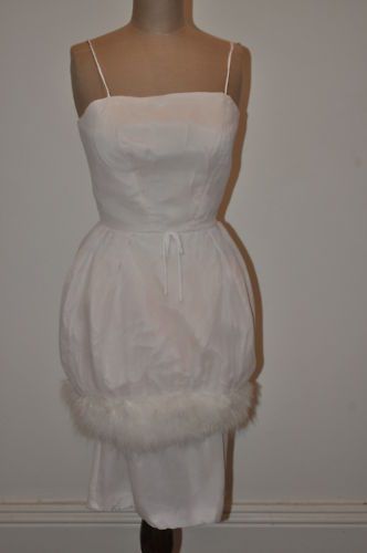 VINTAGE 50s Fitted White Crepe De Chine Cocktail Dress  