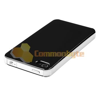 Black Shiny Hard Case Skin Cover+Privacy Shield Accessory For iPhone 4 