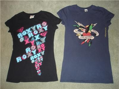 LOT Juniors size Medium M Shirts Tops ED HARDY ROXY EXPRESS OLD NAVY 