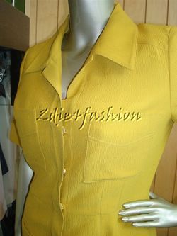 2290 New OSCAR DE LA RENTA Marigold Gold Silk Wool Short Sleeve 