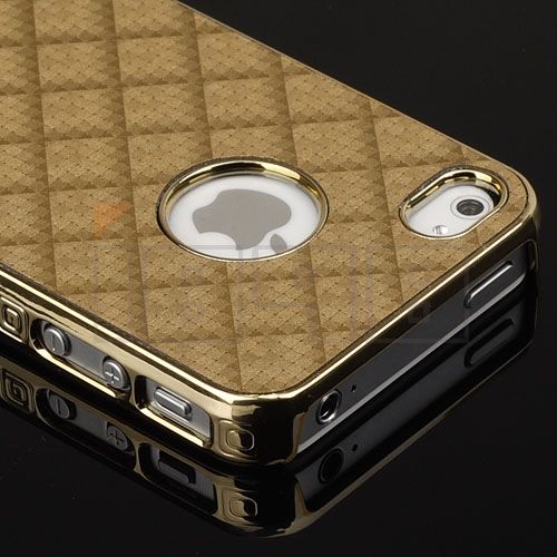 LUXURY DESIGNER WHITE HARD LEATHER CHROME CASE COVER FOR APPLE IPHONE 