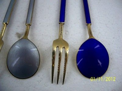 DAVID ANDERSEN NORWAY Set of six Enameled Forks & Spoons  