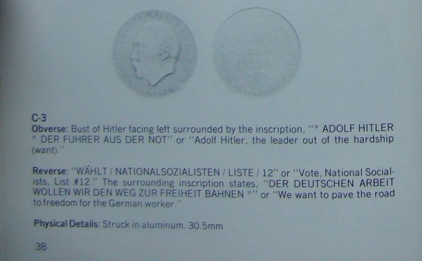 Original Rare 1928 Adolf Hitler Voting Token  