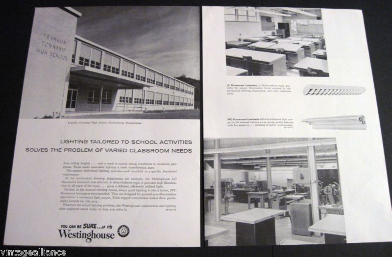   images of Franklin Twp High School in Newlonsburg PA 1955 Print Ad