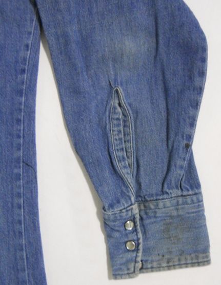 Vintage 70s LEE Snap Button JEAN Original WESTERN Long Sleeve DENIM 