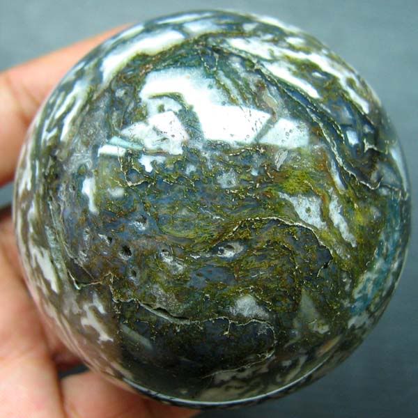 75mm Natural Polished Moss Agate Crystal Sphere Ball  