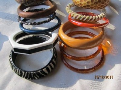   LOT FUNKY BRACELETS,PLASTIC,BRASS,MOP,WOODEN,HIPPIE, FUN STUFF  