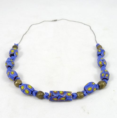 Vintage MILLEFIORI Sterling Silver NECKLACE VENETIAN Glass BEADS