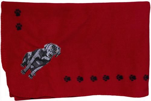 Black Lab Red Fleece Blanket  