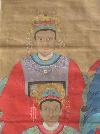 Nice Chinese Ancestor Painting Portrait Scroll 4 People  