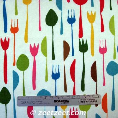 Robert Kaufman Metro Cafe UTENSILS Cream Quilt Fabric  