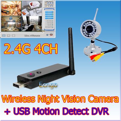 Wireless USB DVR IR CCTV Security Camera Motion Detect  
