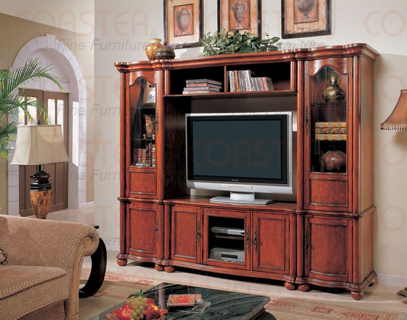 Oak 4 Pc TV Media Entertainment Center Unit C700271 SET  